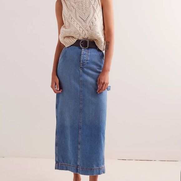 We The Free Francisco Denim Maxi Skirt Size 27 - Picture 2 of 11